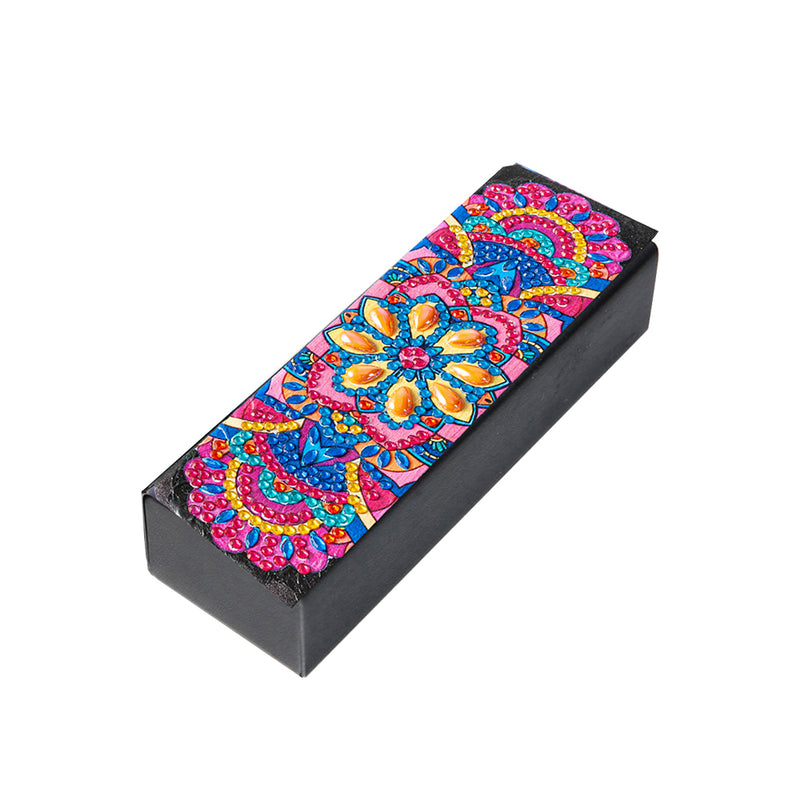 Red and Blue Mandala Leather Glasses Storage Case Diamond Painting Kits STOBOX340