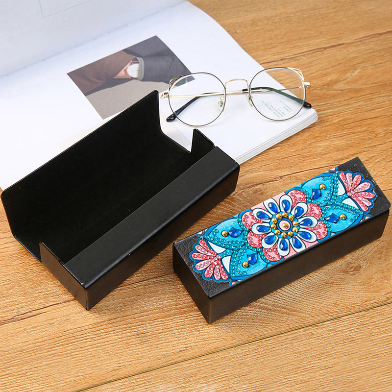 Blue and Pink Mandala Leather Glasses Storage Case Diamond Painting Kits STOBOX341