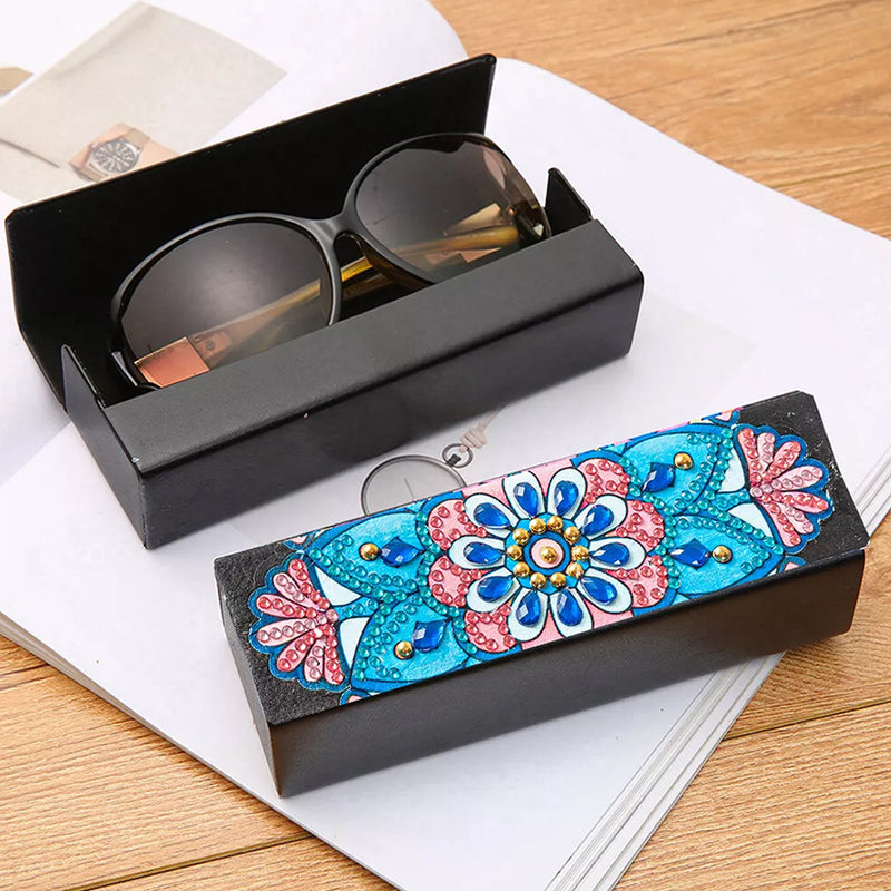 Blue and Pink Mandala Leather Glasses Storage Case Diamond Painting Kits STOBOX341