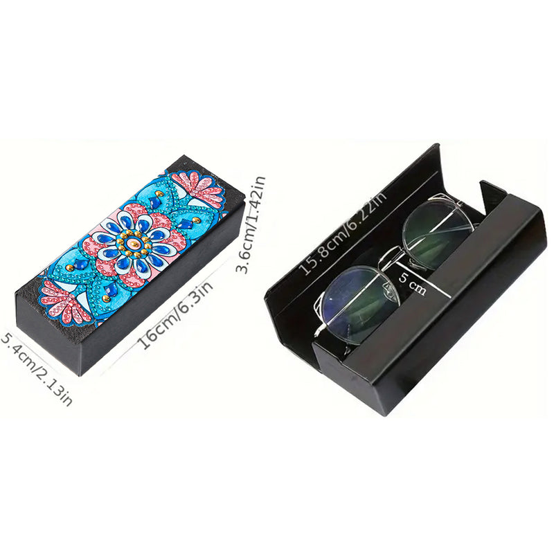 Blue and Pink Mandala Leather Glasses Storage Case Diamond Painting Kits STOBOX341