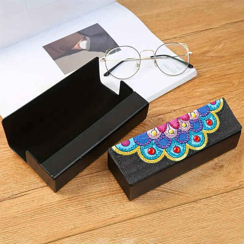 Flower Shaped Mandala Leather Glasses Storage Case Diamond Painting Kits STOBOX342