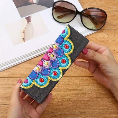 Flower Shaped Mandala Leather Glasses Storage Case Diamond Painting Kits STOBOX342