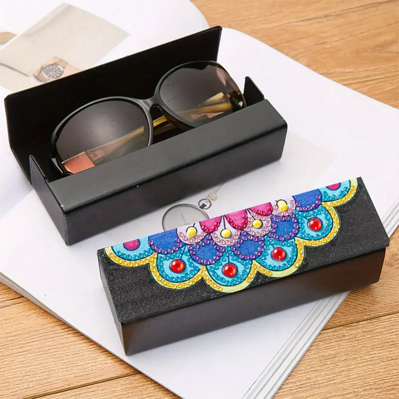 Flower Shaped Mandala Leather Glasses Storage Case Diamond Painting Kits STOBOX342