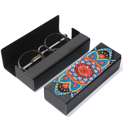 Blue and Red Mandala Leather Glasses Storage Case Diamond Painting Kits STOBOX343