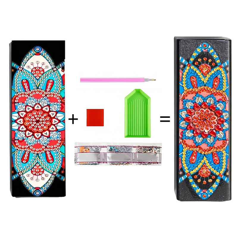 Blue and Red Mandala Leather Glasses Storage Case Diamond Painting Kits STOBOX343