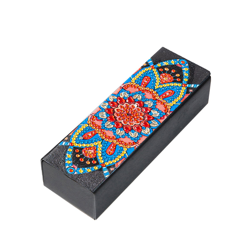 Blue and Red Mandala Leather Glasses Storage Case Diamond Painting Kits STOBOX343