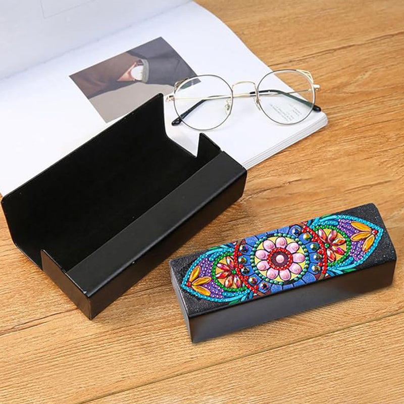 Daisy Mandala Leather Glasses Storage Case Diamond Painting Kits STOBOX344