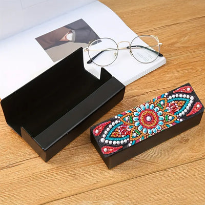 Orange Mandala Leather Glasses Storage Case Diamond Painting Kits STOBOX350