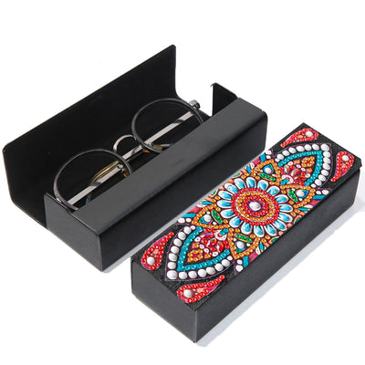 Orange Mandala Leather Glasses Storage Case Diamond Painting Kits STOBOX350