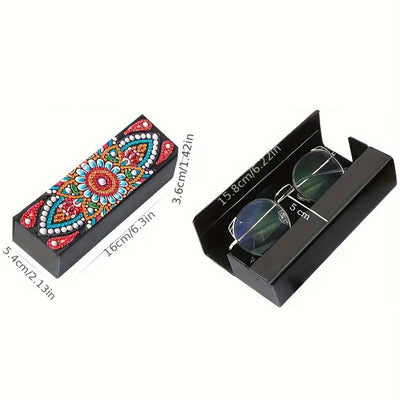 Orange Mandala Leather Glasses Storage Case Diamond Painting Kits STOBOX350