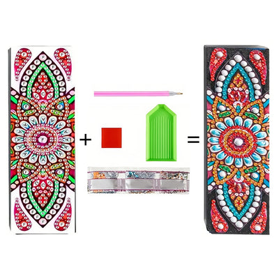 Orange Mandala Leather Glasses Storage Case Diamond Painting Kits STOBOX350