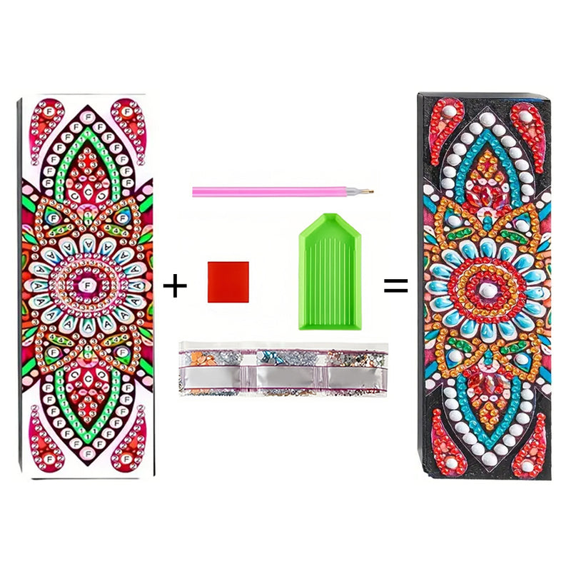 Orange Mandala Leather Glasses Storage Case Diamond Painting Kits STOBOX350