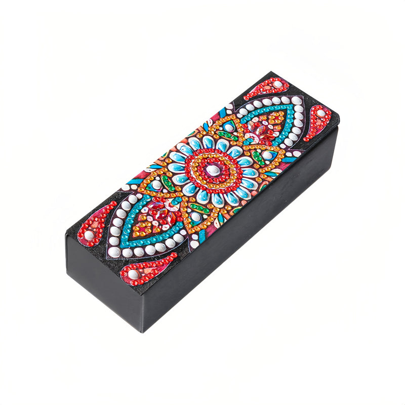 Orange Mandala Leather Glasses Storage Case Diamond Painting Kits STOBOX350