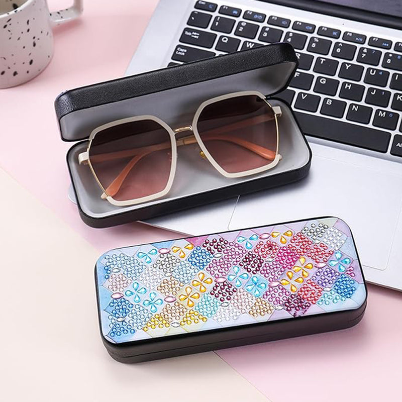 Colorful Rhombus Lattice Leather Glasses Storage Case Diamond Painting Kits STOBOX351