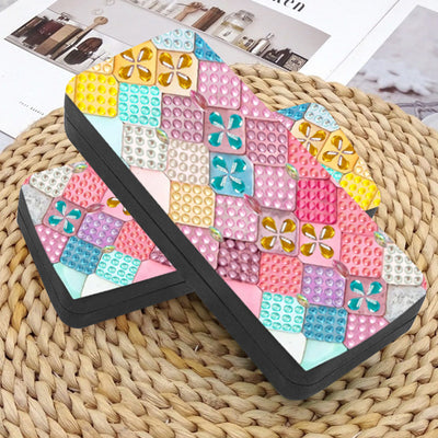 Colorful Rhombus Lattice Leather Glasses Storage Case Diamond Painting Kits STOBOX351