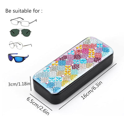 Colorful Rhombus Lattice Leather Glasses Storage Case Diamond Painting Kits STOBOX351