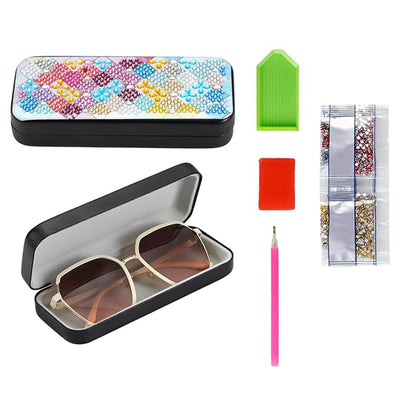 Colorful Rhombus Lattice Leather Glasses Storage Case Diamond Painting Kits STOBOX351