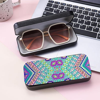 Green Geometric Pattern Leather Glasses Storage Case Diamond Painting Kits STOBOX352