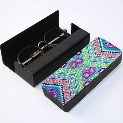 Green Geometric Pattern Leather Glasses Storage Case Diamond Painting Kits STOBOX352