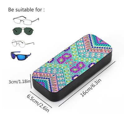 Green Geometric Pattern Leather Glasses Storage Case Diamond Painting Kits STOBOX352