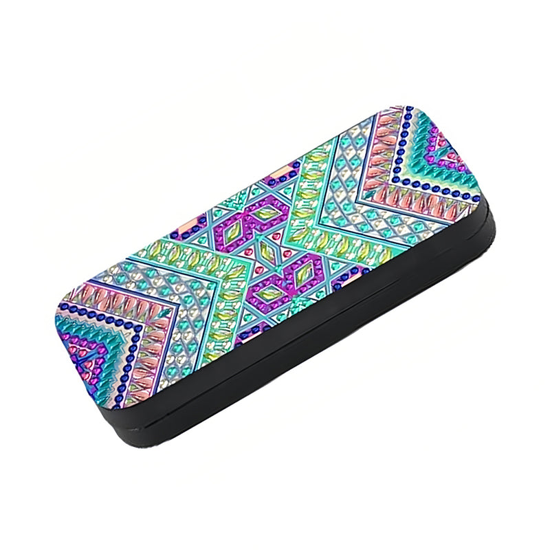 Green Geometric Pattern Leather Glasses Storage Case Diamond Painting Kits STOBOX352