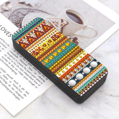 Brown Striped Pattern Leather Glasses Storage Case Diamond Painting Kits STOBOX353