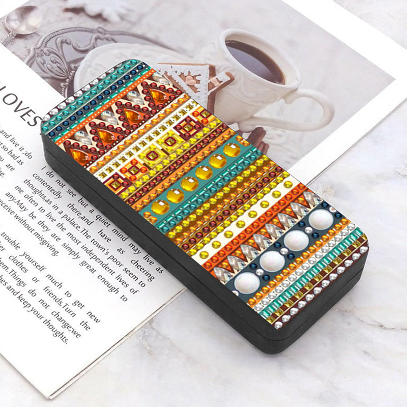 Brown Striped Pattern Leather Glasses Storage Case Diamond Painting Kits STOBOX353