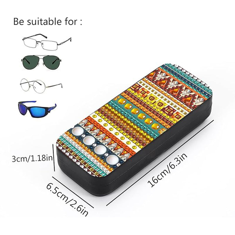Brown Striped Pattern Leather Glasses Storage Case Diamond Painting Kits STOBOX353