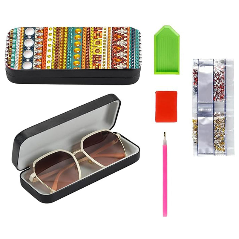 Brown Striped Pattern Leather Glasses Storage Case Diamond Painting Kits STOBOX353