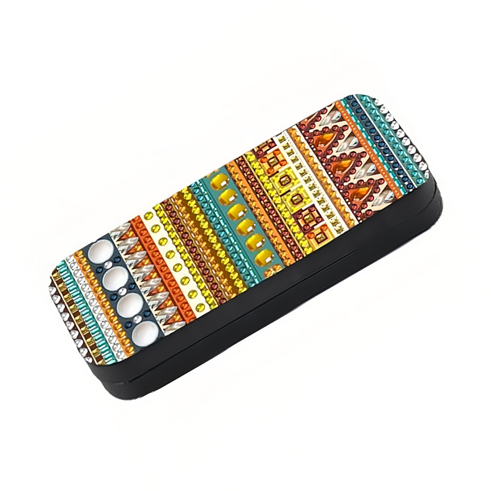 Brown Striped Pattern Leather Glasses Storage Case Diamond Painting Kits STOBOX353