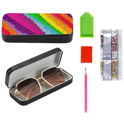 Colorful Rainbow Pattern Leather Glasses Storage Case Diamond Painting Kits STOBOX354