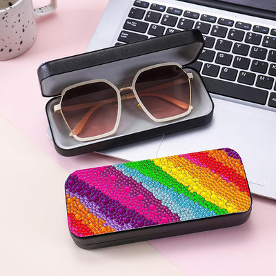 Colorful Rainbow Pattern Leather Glasses Storage Case Diamond Painting Kits STOBOX354