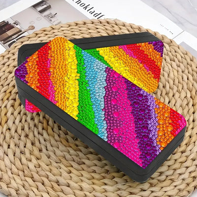 Colorful Rainbow Pattern Leather Glasses Storage Case Diamond Painting Kits STOBOX354