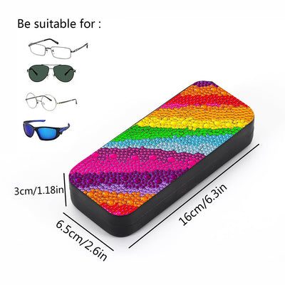 Colorful Rainbow Pattern Leather Glasses Storage Case Diamond Painting Kits STOBOX354