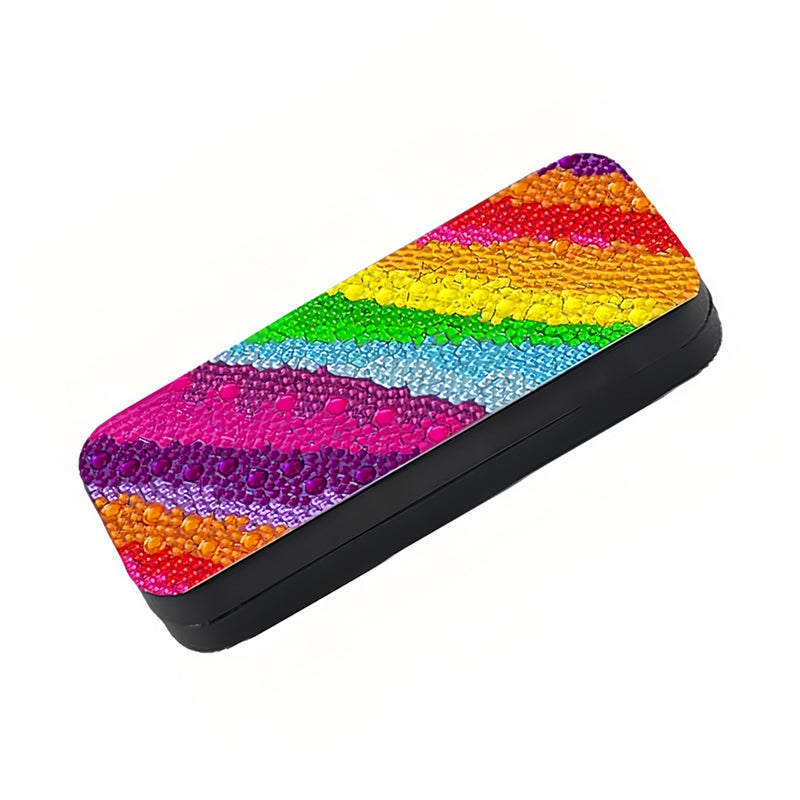 Colorful Rainbow Pattern Leather Glasses Storage Case Diamond Painting Kits STOBOX354