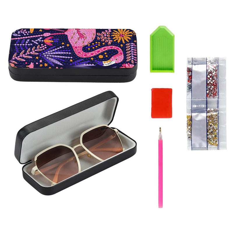 Romantic Pink Flamingo Leather Glasses Storage Case Diamond Painting Kits STOBOX357