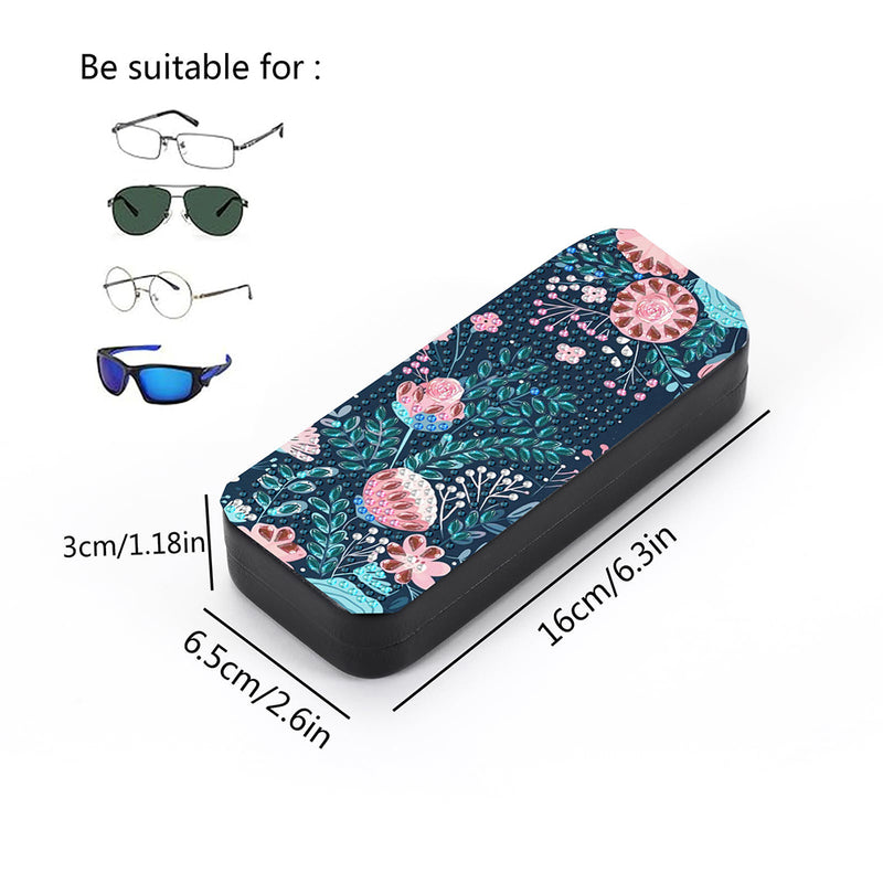 Flowers and Green Leaves Leather Glasses Storage Case Diamond Painting Kits STOBOX360