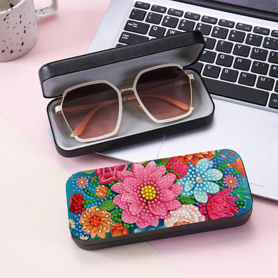 Colorful Flowers Leather Glasses Storage Case Diamond Painting Kits STOBOX361