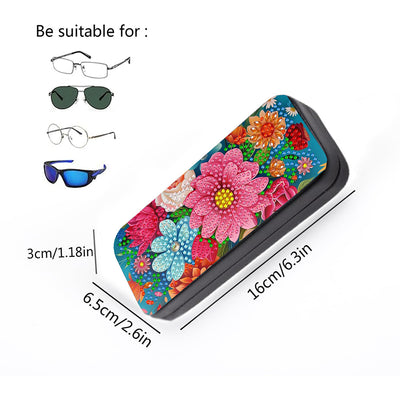 Colorful Flowers Leather Glasses Storage Case Diamond Painting Kits STOBOX361