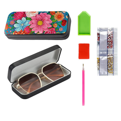 Colorful Flowers Leather Glasses Storage Case Diamond Painting Kits STOBOX361