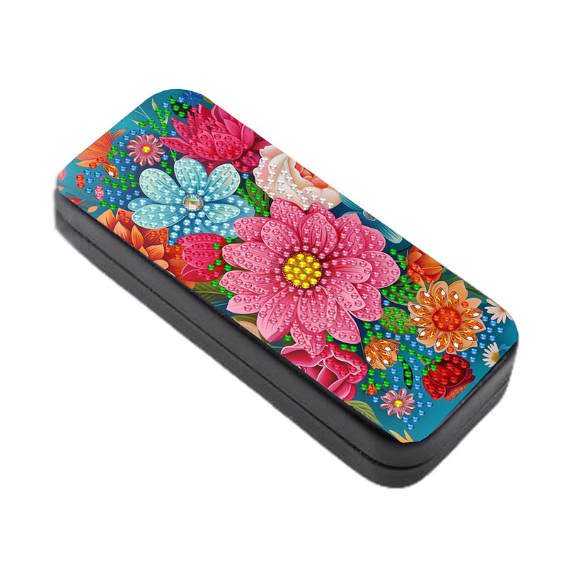 Colorful Flowers Leather Glasses Storage Case Diamond Painting Kits STOBOX361