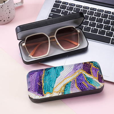 Purple and Green Pattern Leather Glasses Storage Case Diamond Painting Kits STOBOX363