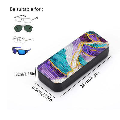 Purple and Green Pattern Leather Glasses Storage Case Diamond Painting Kits STOBOX363