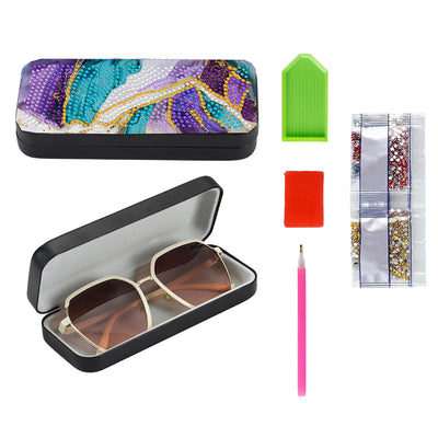 Purple and Green Pattern Leather Glasses Storage Case Diamond Painting Kits STOBOX363