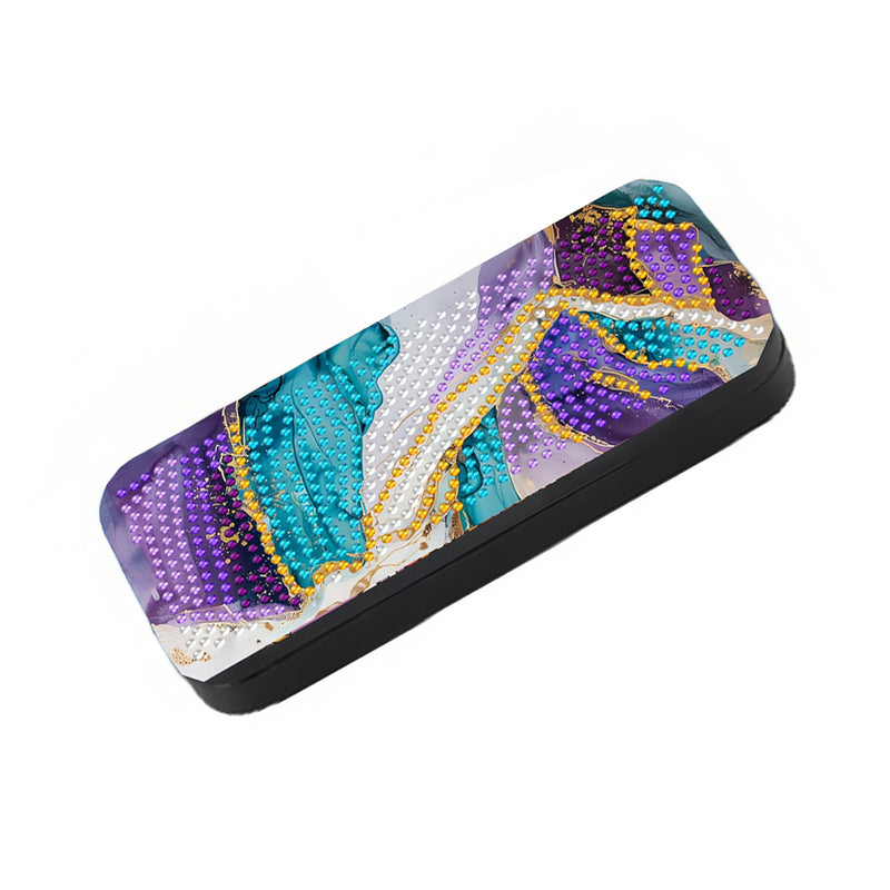 Purple and Green Pattern Leather Glasses Storage Case Diamond Painting Kits STOBOX363