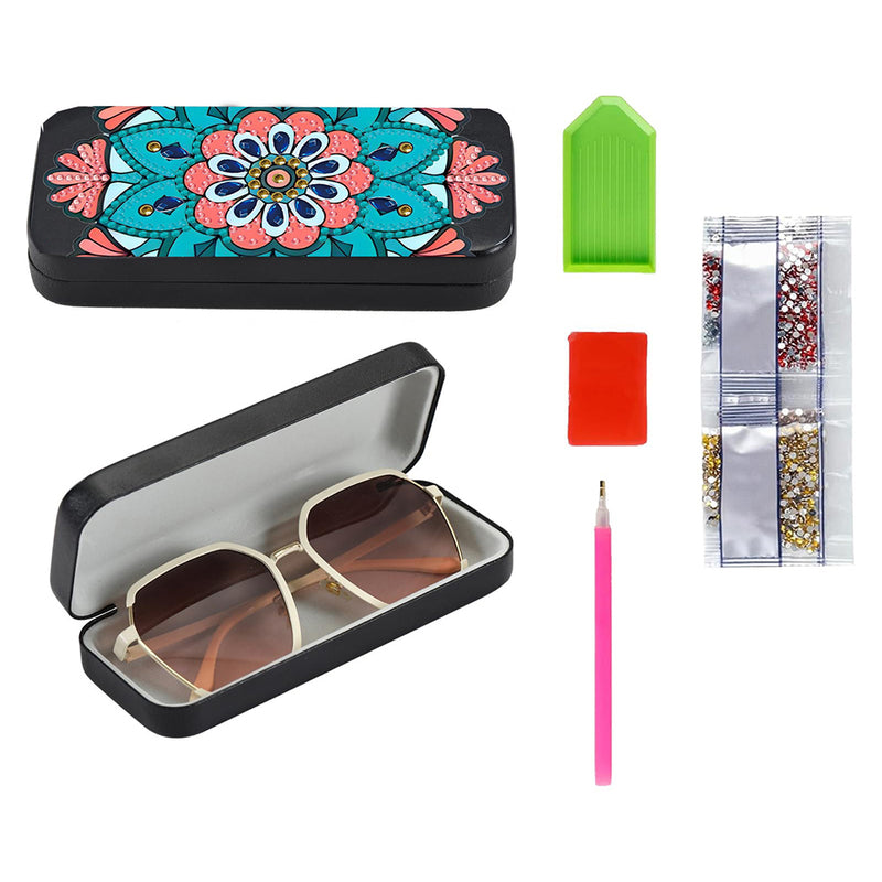 Pink and Blue Mandala Leather Glasses Storage Case Diamond Painting Kits STOBOX366