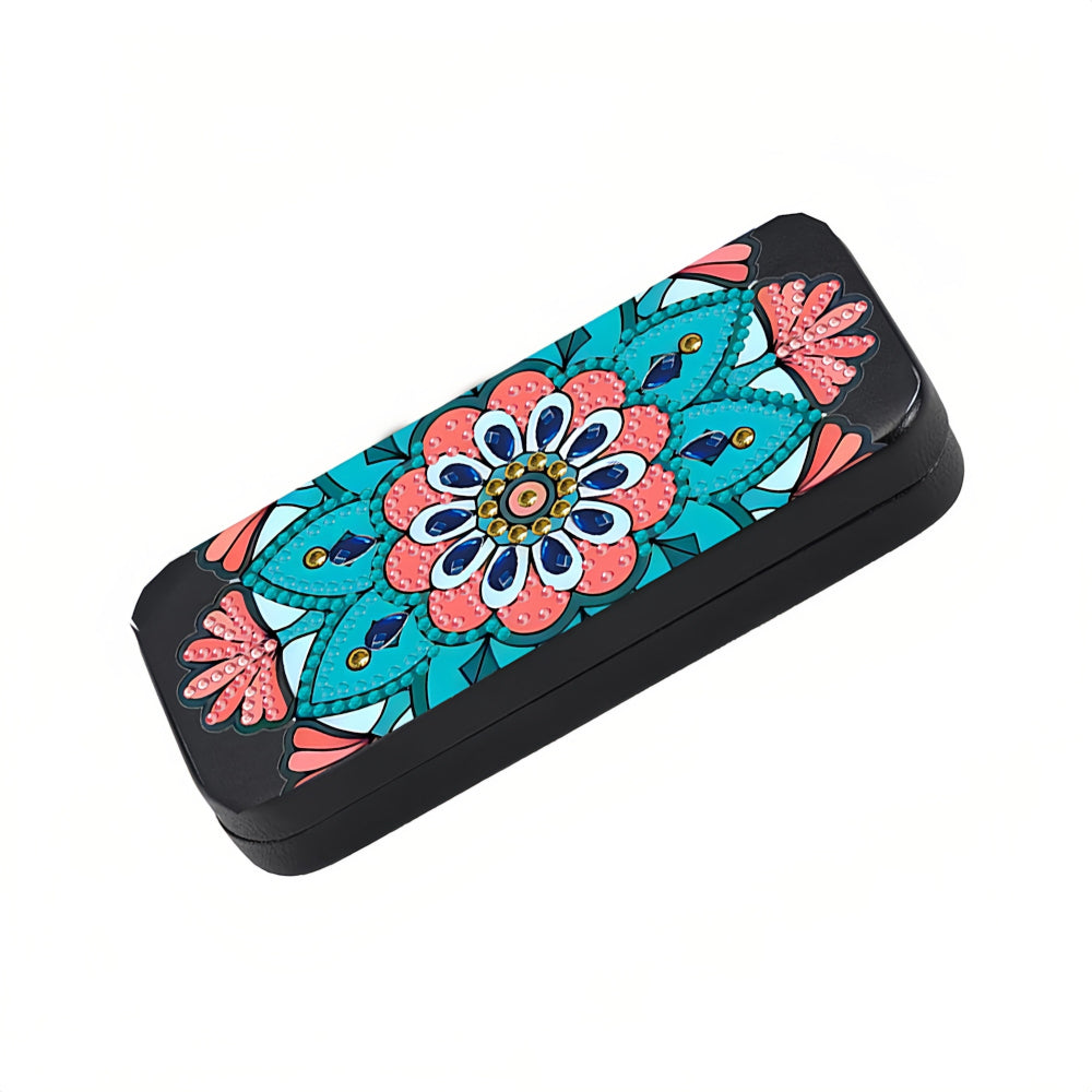 Pink and Blue Mandala Leather Glasses Storage Case Diamond Painting Kits STOBOX366