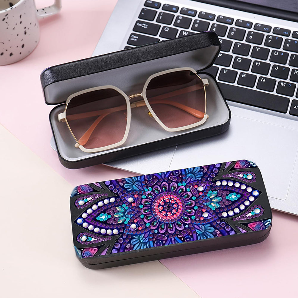 Purple Mandala Leather Glasses Storage Case Diamond Painting Kits STOBOX367