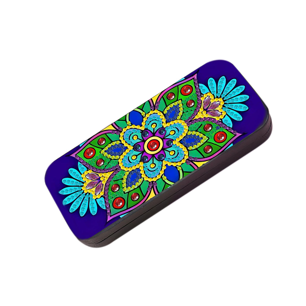 Green Flower Mandala Leather Glasses Storage Case Diamond Painting Kits STOBOX370