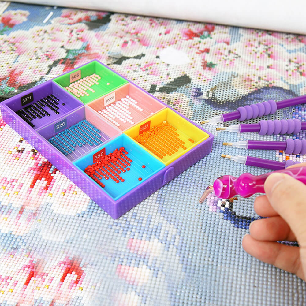 🔥NEW🔥 Multifunctional 6-Grid Diamond Sorting Tray with Pen Kits